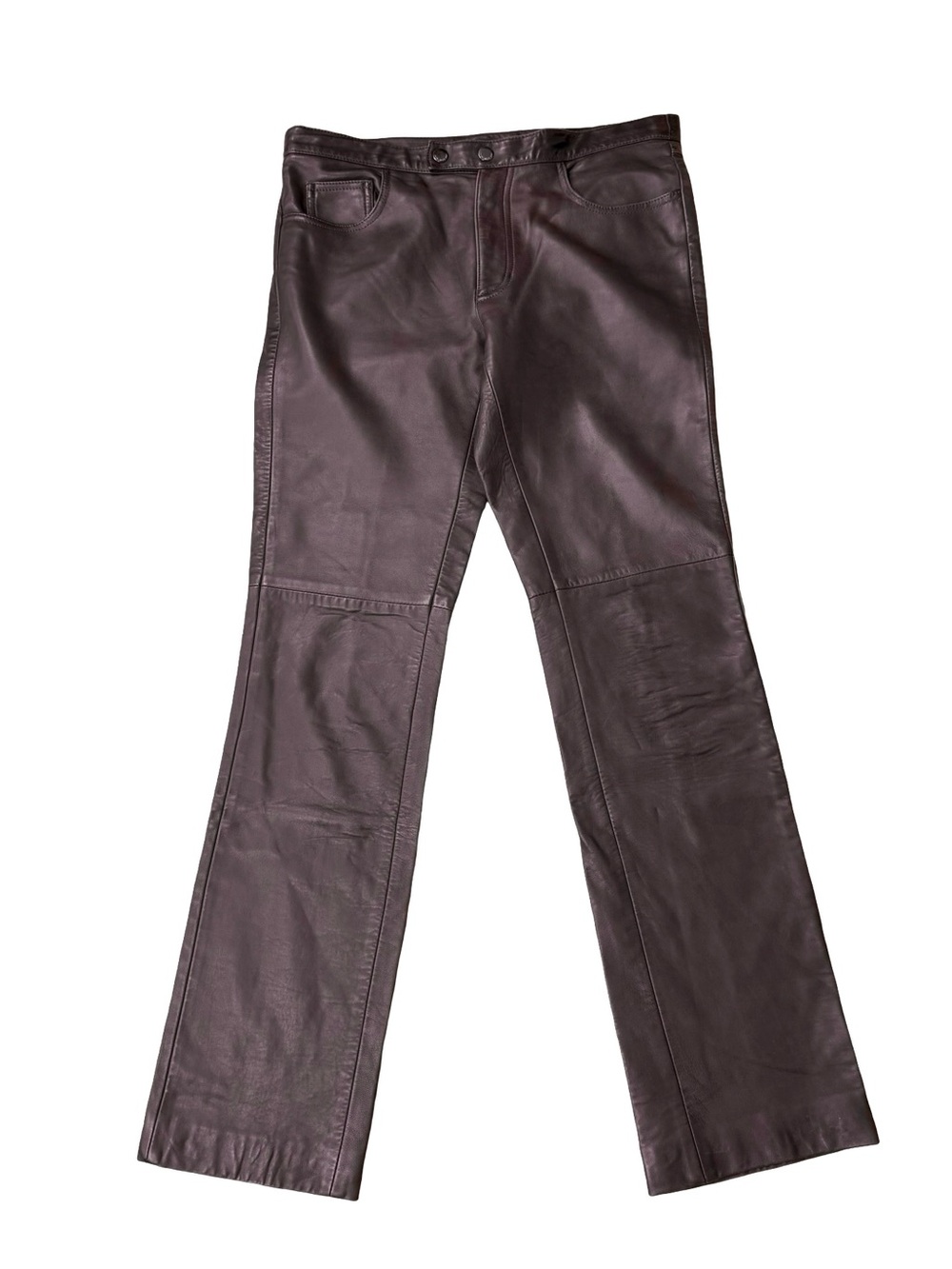 Ralph Lauren Sport women’s brown Buttery Leather Straight Leg Pants Mid Rise